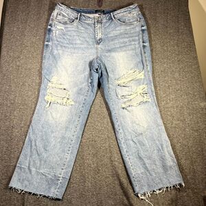 Judy Blue Women's 90's Straight Jeans Distressed Size 22W Mom Y2K Style 42x31.5